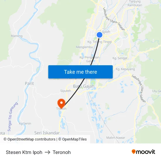 Stesen Ktm Ipoh to Teronoh map