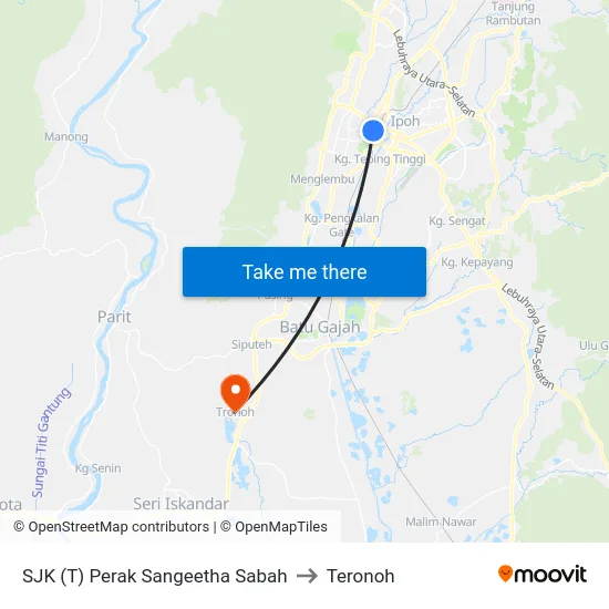 SJK (T) Perak Sangeetha Sabah to Teronoh map