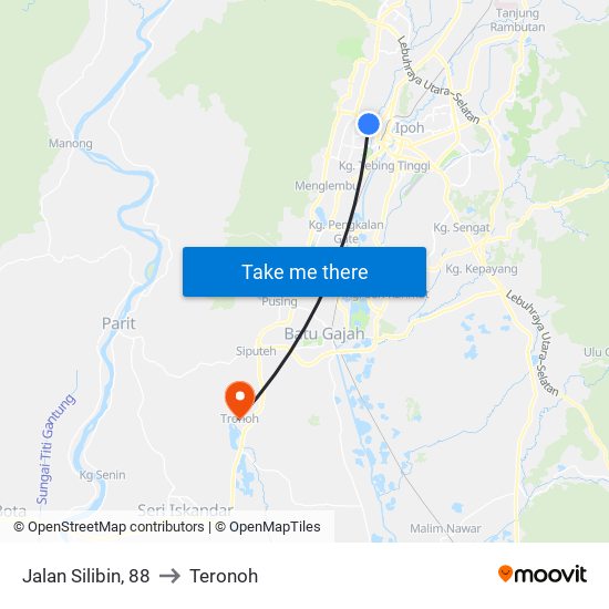 Jalan Silibin, 88 to Teronoh map