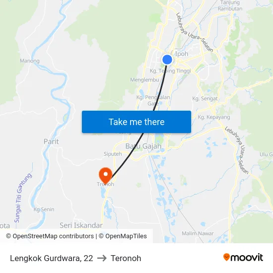 Lengkok Gurdwara, 22 to Teronoh map