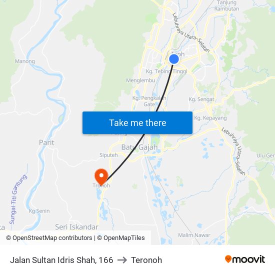 Jalan Sultan Idris Shah, 166 to Teronoh map