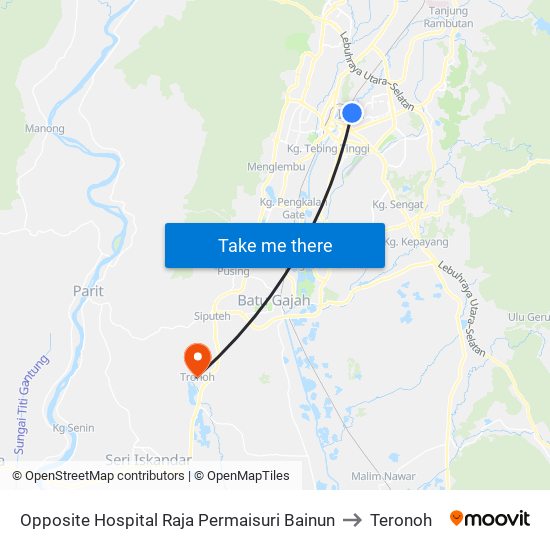 Opposite Hospital Raja Permaisuri Bainun to Teronoh map