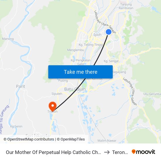 Our Mother Of Perpetual Help Catholic Church to Teronoh map