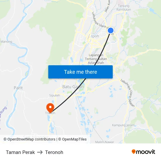 Taman Perak to Teronoh map