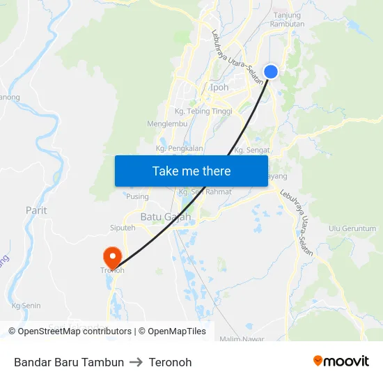 Bandar Baru Tambun to Teronoh map