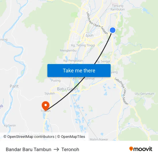 Bandar Baru Tambun to Teronoh map