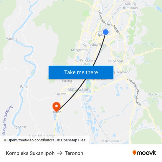 Kompleks Sukan Ipoh to Teronoh map
