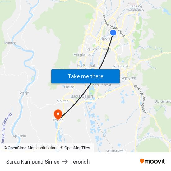 Surau Kampung Simee to Teronoh map