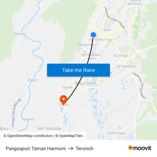 Pangsapuri Taman Harmoni to Teronoh map