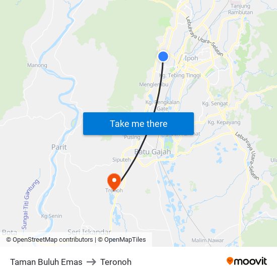 Taman Buluh Emas to Teronoh map