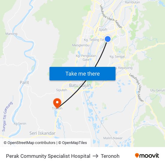 Perak Community Specialist Hospital to Teronoh map