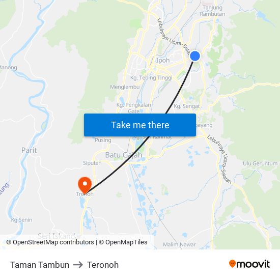 Taman Tambun to Teronoh map