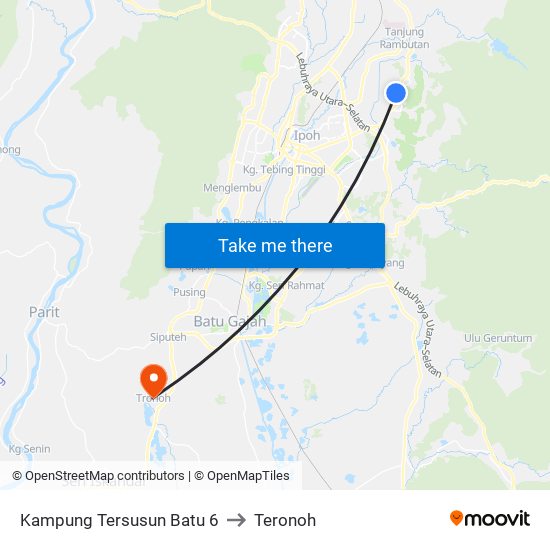 Kampung Tersusun Batu 6 to Teronoh map