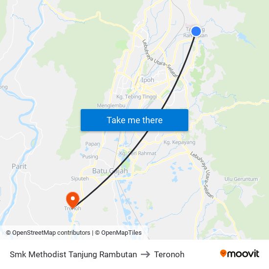 Smk Methodist Tanjung Rambutan to Teronoh map