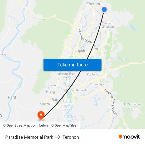 Paradise Memorial Park to Teronoh map