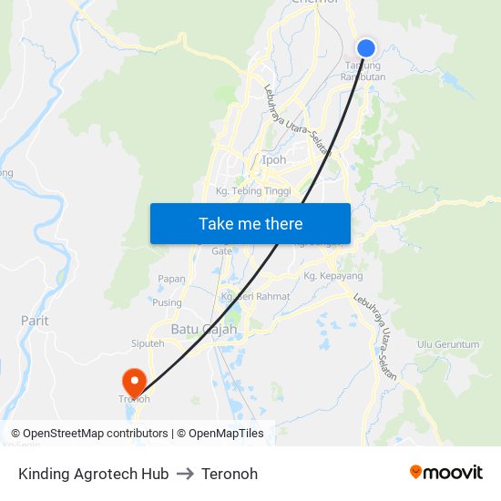 Kinding Agrotech Hub to Teronoh map