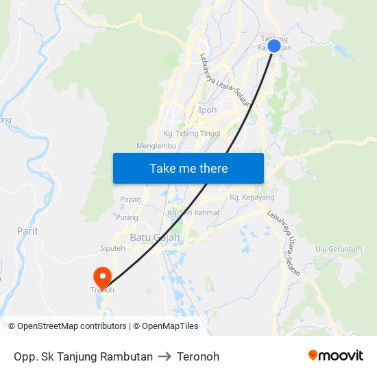Opp. Sk Tanjung Rambutan to Teronoh map