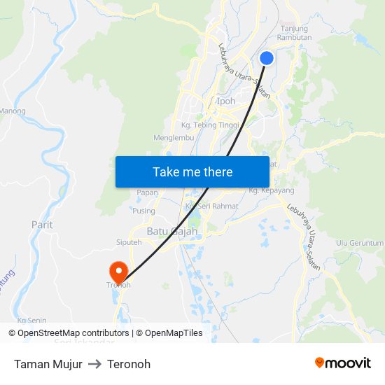 Taman Mujur to Teronoh map