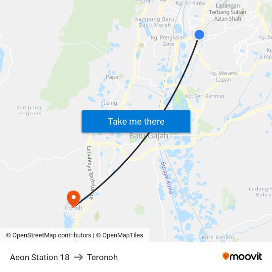 Aeon Station 18 to Teronoh map