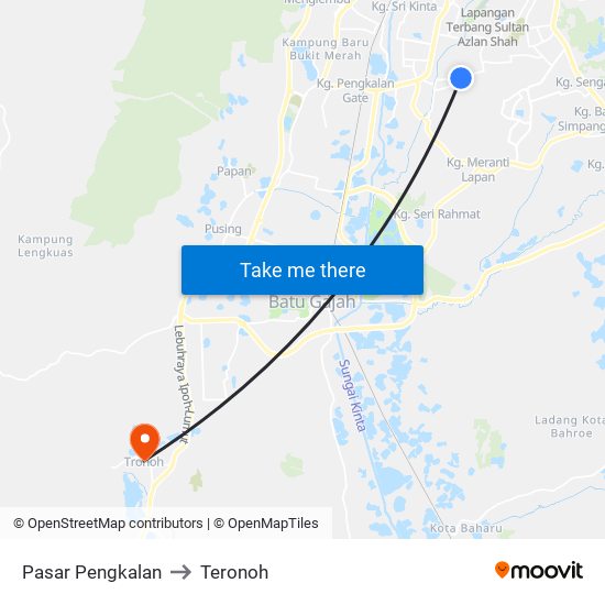 Pasar Pengkalan to Teronoh map