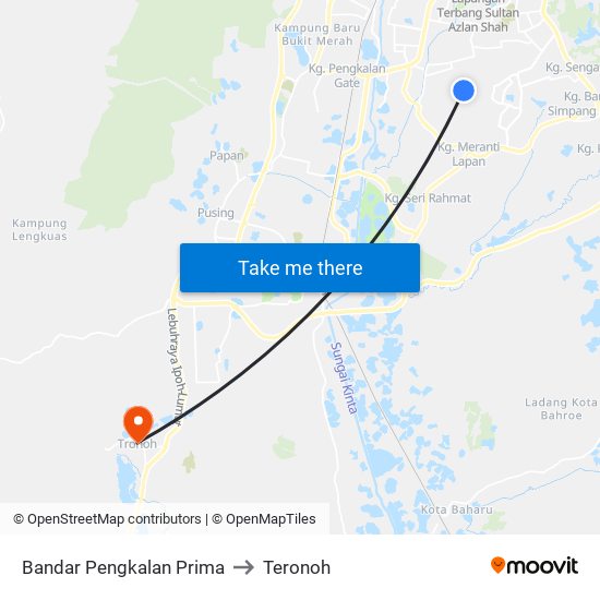 Bandar Pengkalan Prima to Teronoh map