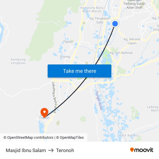 Masjid Ibnu Salam to Teronoh map