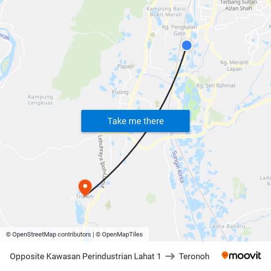 Opposite Kawasan Perindustrian Lahat 1 to Teronoh map