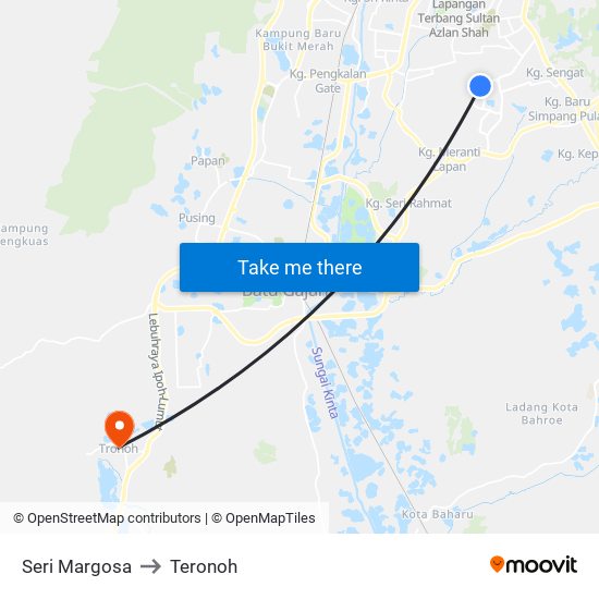 Seri Margosa to Teronoh map