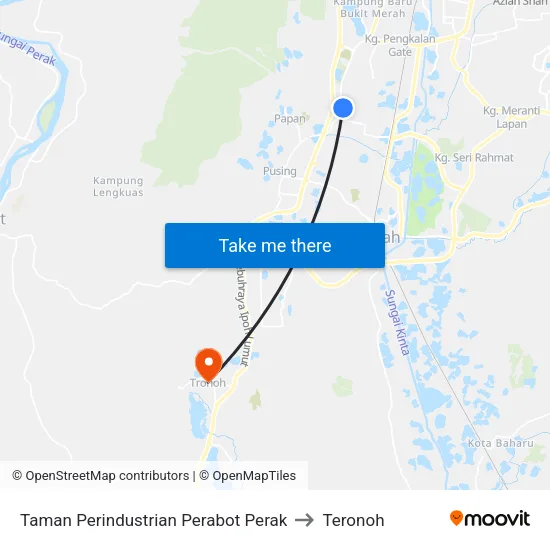 Taman Perindustrian Perabot Perak to Teronoh map