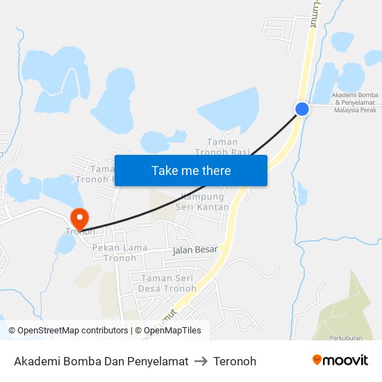 Akademi Bomba Dan Penyelamat to Teronoh map