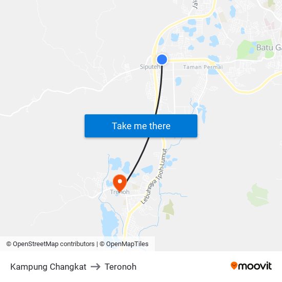 Kampung Changkat to Teronoh map