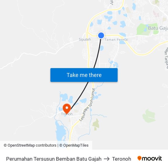 Perumahan Tersusun Bemban Batu Gajah to Teronoh map