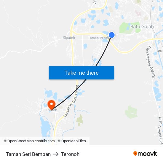 Taman Seri Bemban to Teronoh map