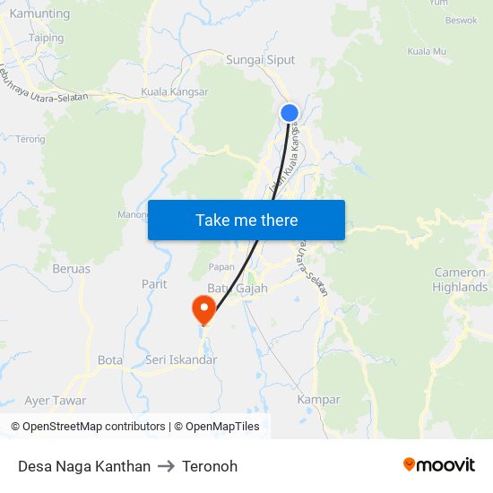 Desa Naga Kanthan to Teronoh map