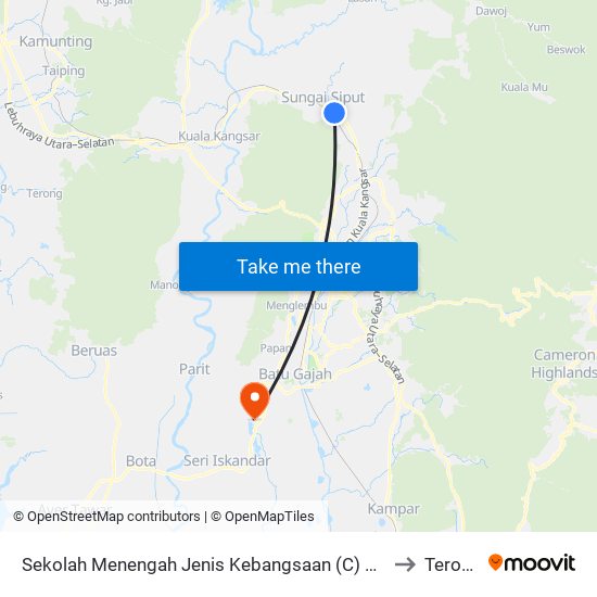 Sekolah Menengah Jenis Kebangsaan (C) Shing Chung to Teronoh map