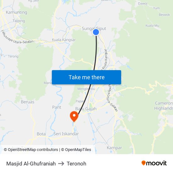 Masjid Al-Ghufraniah to Teronoh map