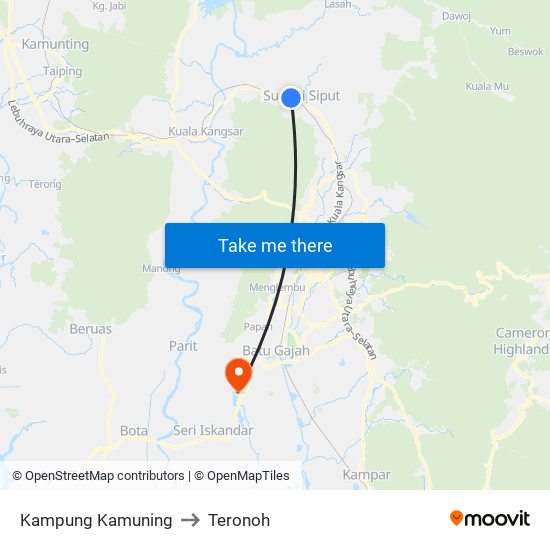 Kampung Kamuning to Teronoh map