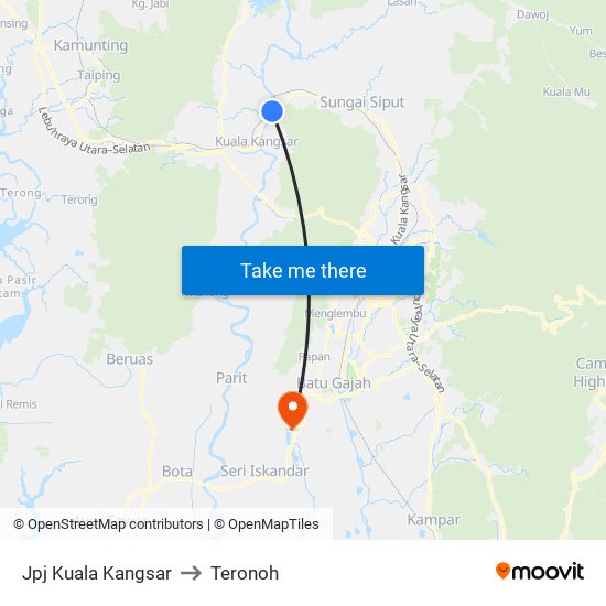 Jpj Kuala Kangsar to Teronoh map