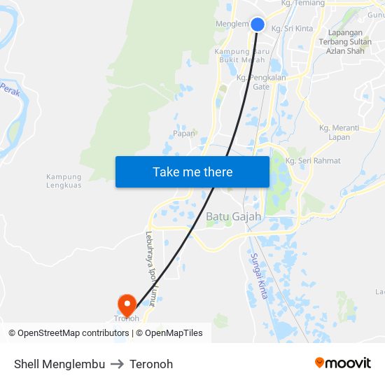 Shell Menglembu to Teronoh map