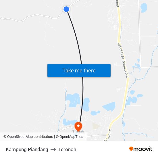 Kampung Piandang to Teronoh map