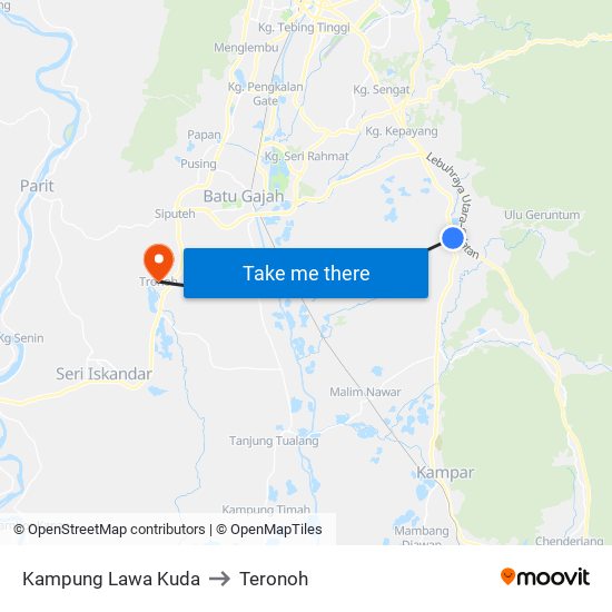 Kampung Lawa Kuda to Teronoh map