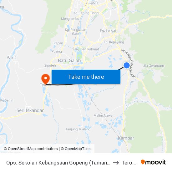 Ops. Sekolah Kebangsaan Gopeng (Taman Gopeng) to Teronoh map