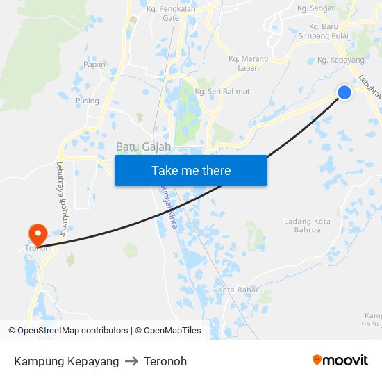 Kampung Kepayang to Teronoh map