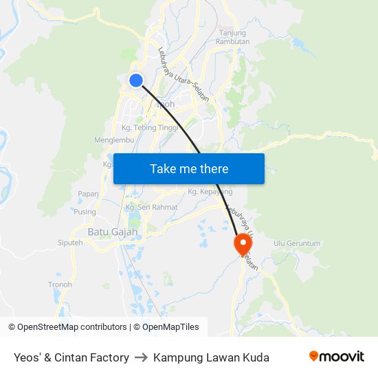 Yeos' & Cintan Factory to Kampung Lawan Kuda map