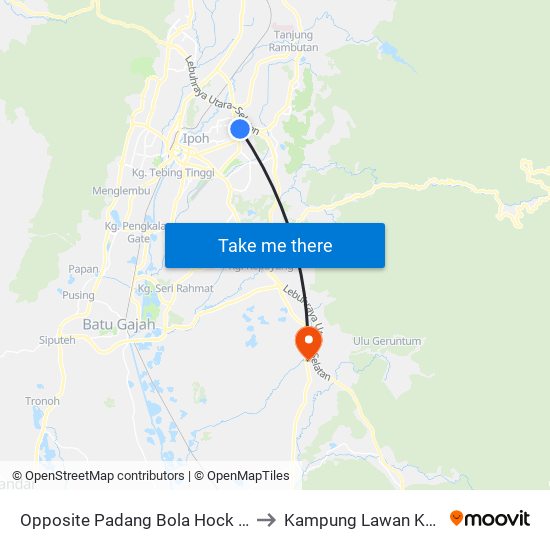 Opposite Padang Bola Hock Lee to Kampung Lawan Kuda map