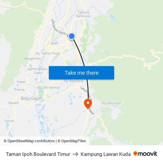 Taman Ipoh Boulevard Timur to Kampung Lawan Kuda map