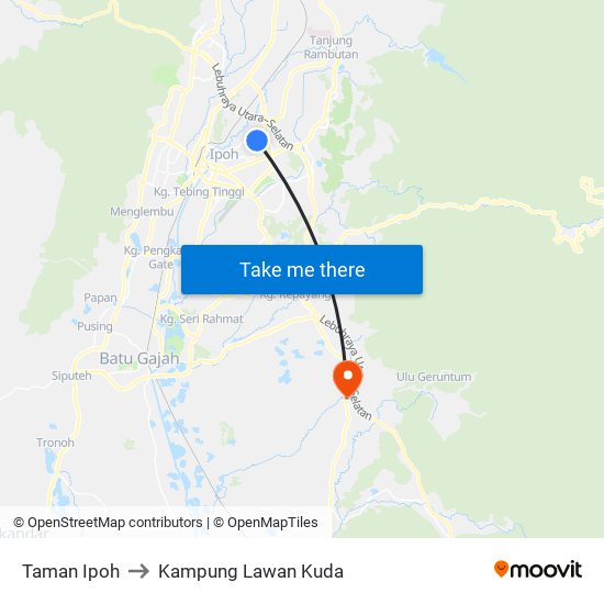 Taman Ipoh to Kampung Lawan Kuda map