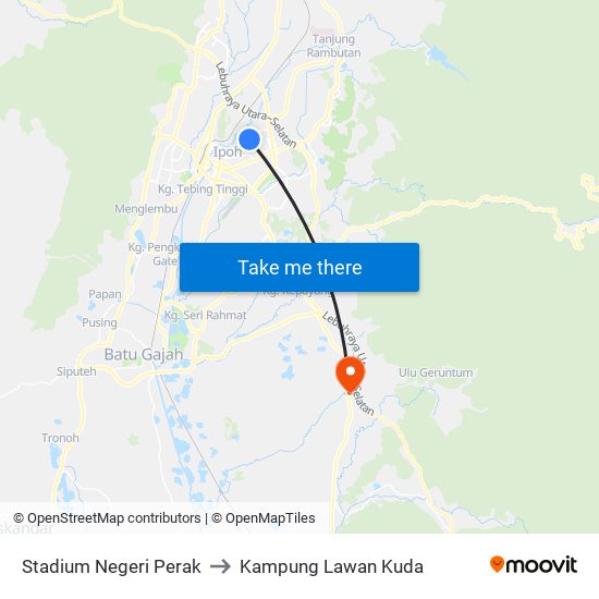 Stadium Negeri Perak to Kampung Lawan Kuda map