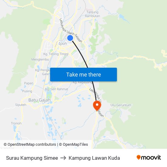 Surau Kampung Simee to Kampung Lawan Kuda map