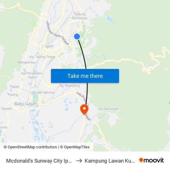Mcdonald's Sunway City Ipoh to Kampung Lawan Kuda map